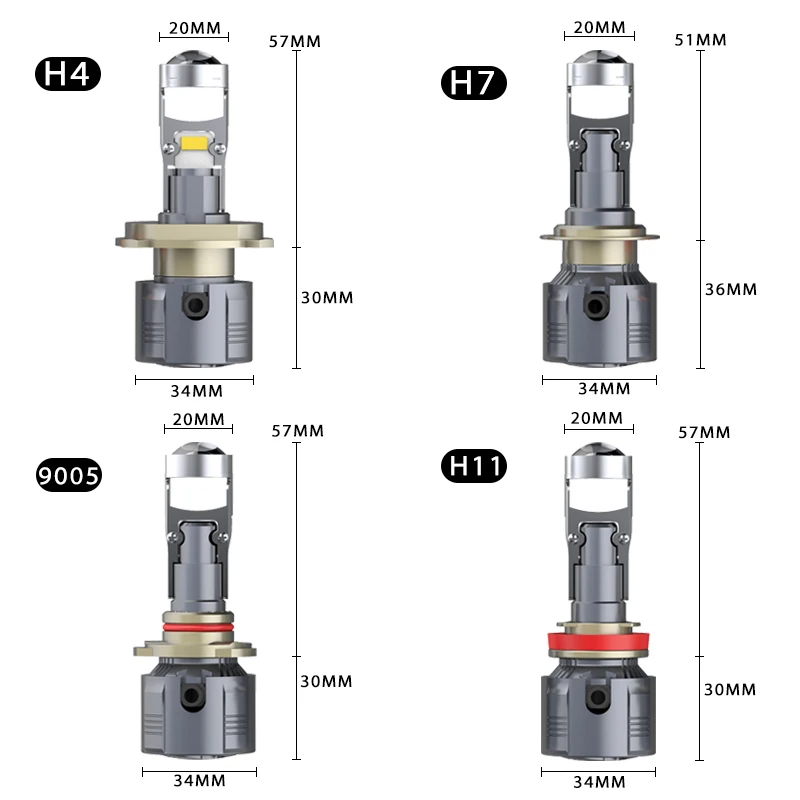 DAWNKNIGHT A80 H7 Led With Lens 100W/Pair H11 9005 9006 Led Projector Lenses Hi/Lo Beam Canbus Turbo LED Bulbs LHD 12V 6000K