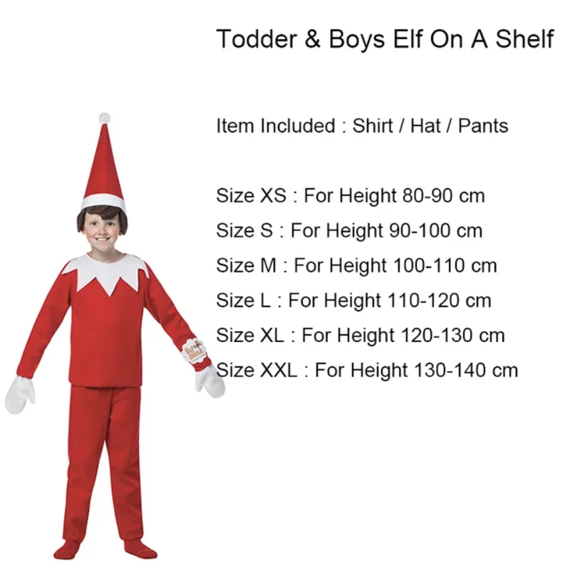 Família Elf vermelho Cosplay Traje, Roupa para pais e filhos, Fato de Natal, Adorável, Festa de Ano Novo, Adulto, Crianças