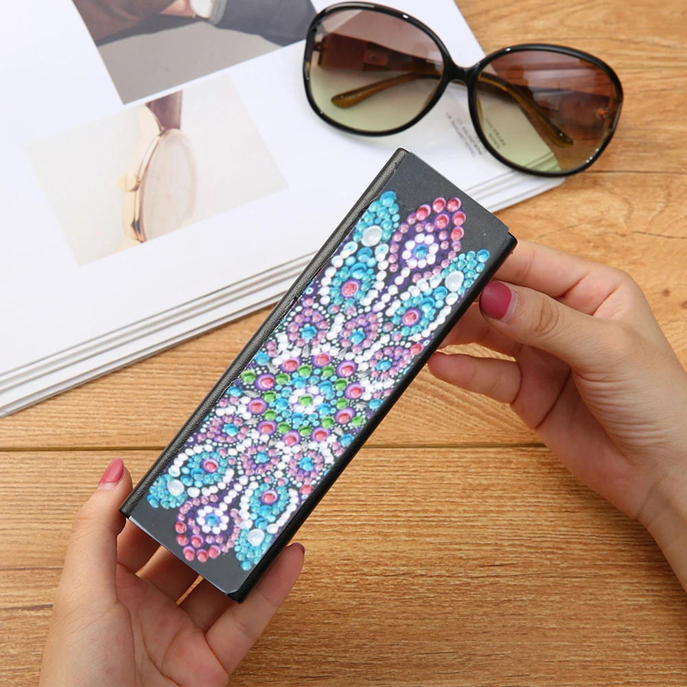 DIY Diamond Painting Leather Sunglasses Storage Box Eyeglasses Holder Organizer