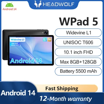 HEADWOLF WPad5 Android 14 Octa Core Tablet 10.1 inch Max 8GB RAM 128GB Rom 5500mAh Battery WIFI Tablet PC Support WideVine L1