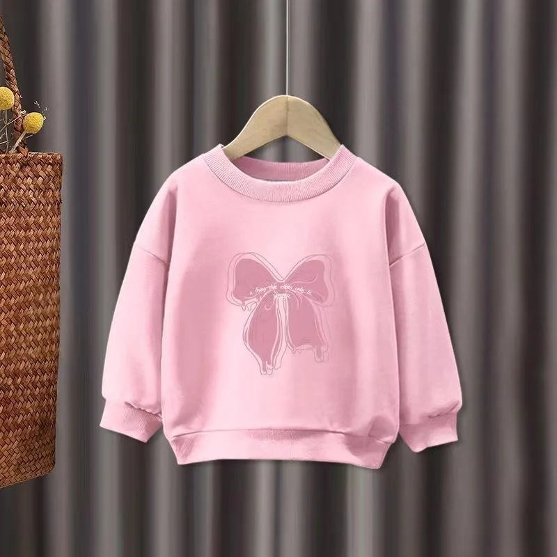 Autumn Baby Girl Boy Clothes Set Children Bow Cartoon Printing Sweatshirt Top and Pants Bottom 2 Piece Suit Kid Tracksuit