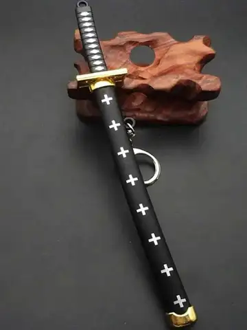 Mini Roronoa Zoro Samurai Sword Keychain Anime  Plastics Scabbard Key Chain Ring Katana Buckle for Men Cosplay Toy Jewelry Gift