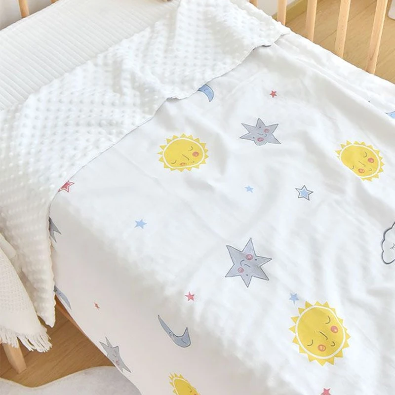 

120x150 см ABDL двухслойное вязаное хлопковое одеяло для взрослых и детей с мультяшным принтом, удобное дышащее тонкое одеяло с кондиционером для сна