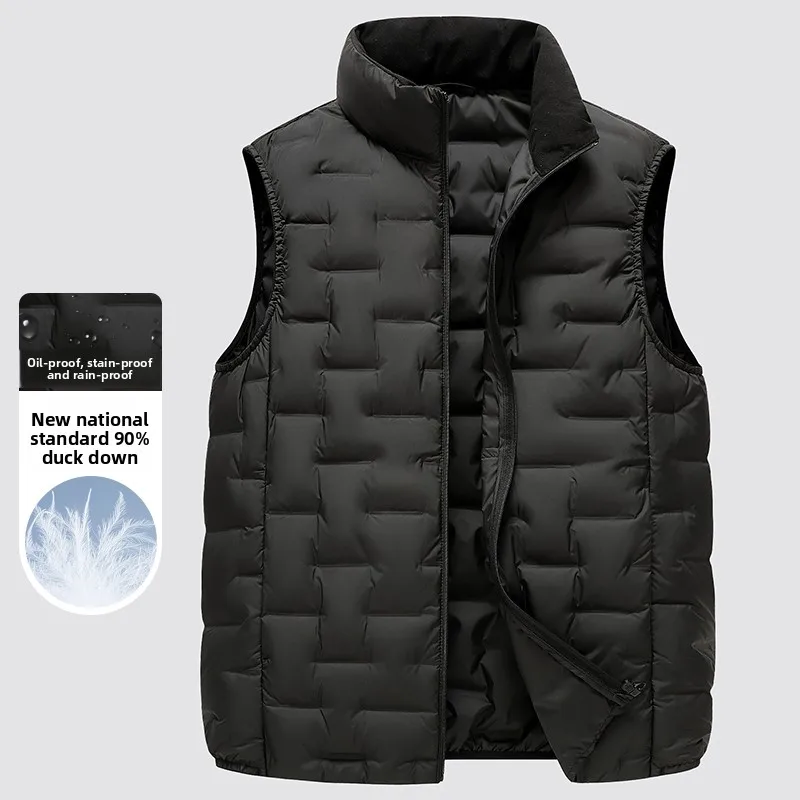 COMXZ Men Vest Down Jacket New Stand Collar Outdoor Travel Ultra Light Gilet Versatile 90% Duck Down Windproof Warm Winter Coat
