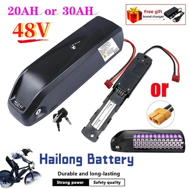 Ebike Battery Hailong 48V 36V 52V 20Ah 30Ah 21700 18650 Lithium Electric Bicycle Batteria for 1000W 750W 500W 350W 250W Motor