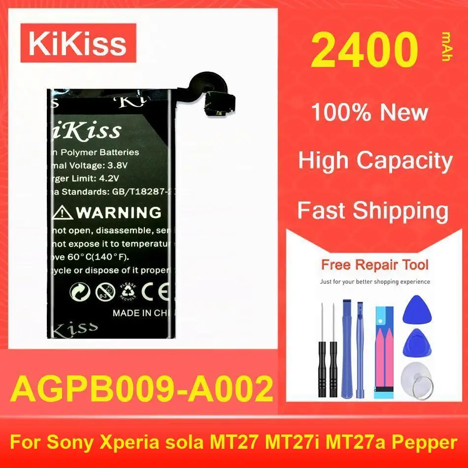 

Kikiss Battery 2400Mah AGPB009-A002 For Sony Xperia Sola MT27 Mt27i Mt27a Pepper