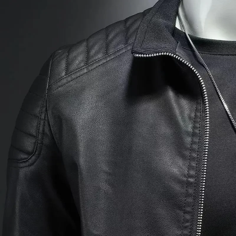 2024 autumn and winter BMW fashion business zipper single piece leather jacket, high-quality fashion trend brand leather jacket