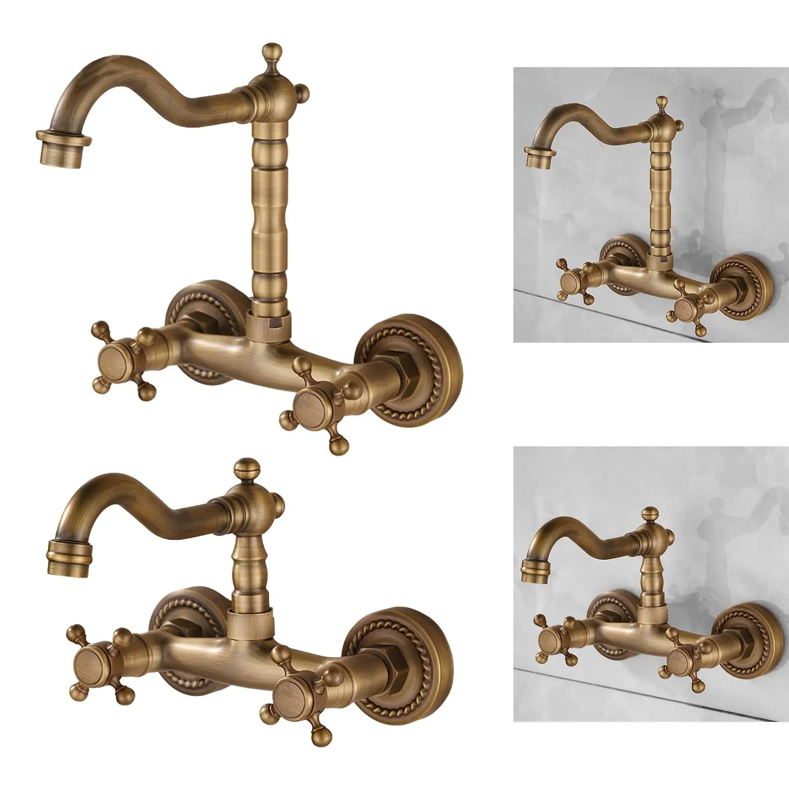 Rubinetto da cucina a parete miscelatore europeo flessibile universale con doppia maniglia per lavanderia RV casa ristorante all'aperto