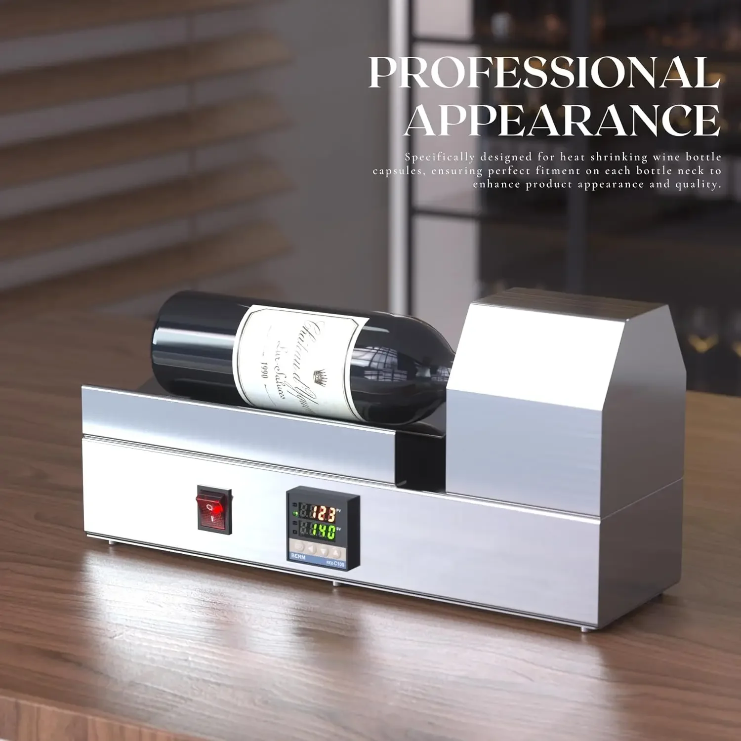 1000W Bottle Cap Wrap Heat Shrinking Machine for PVC Capsules, Thermostatic Digital Display Bottle Sleeve Shrinking Machine