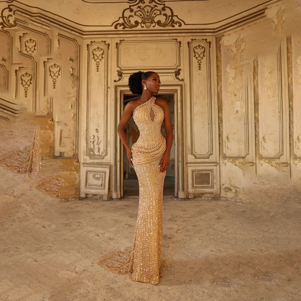 Luxury Full Heavy Handmade Evening Dresses Mermaid Crystals Shiny Prom Dresses Grand Event Gowns Robes De Soirée Customized