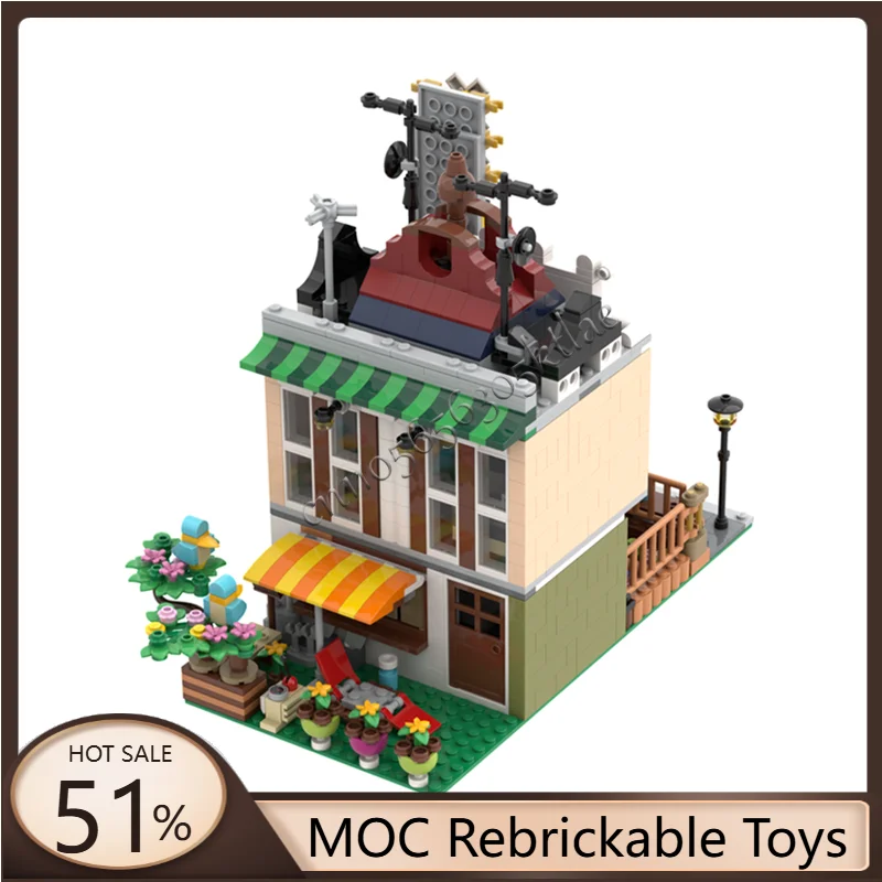 Heißer 1122 PCS MOC Stadt Straße Ansichten Modulare Cocktail Bar Modell Baustein Architektur Display Spielzeug Für Kinder Geburtstag Geschenke