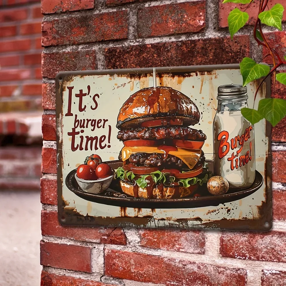 It's Burger Time! Vintage Metal Tin Sign - 12