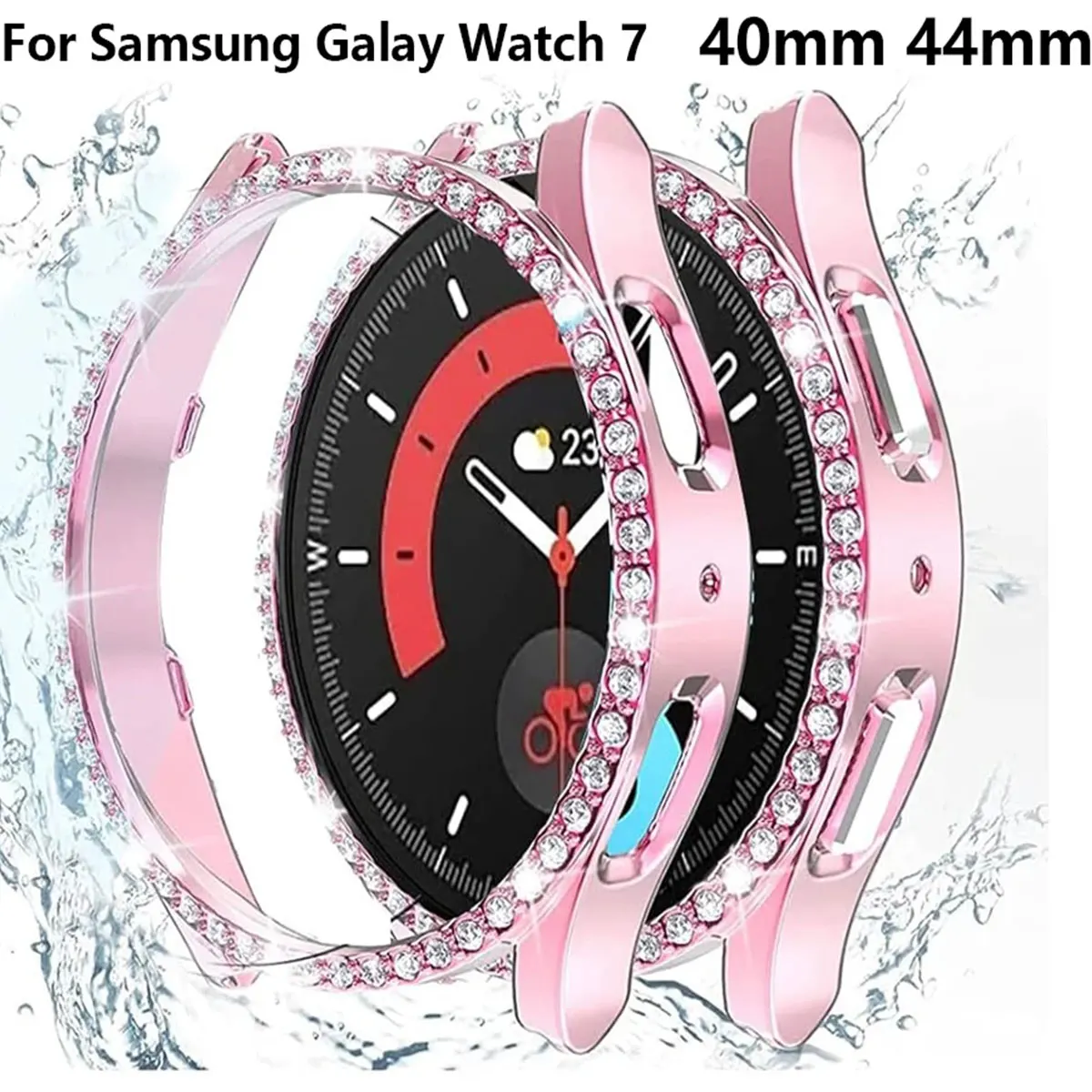 Electroplate Watch Protective Shell With Diamond For Samsung Galaxy Watch 7 40mm 44mm Cover Resistant Shock PC Shell Accessories