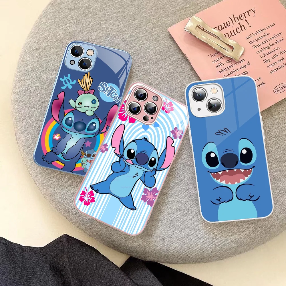 S-Stitch Phone Case Tempered Glass For Iphone 14 13 12 11 Pro Mini XS MAX 14Plus X XS XR Fundas