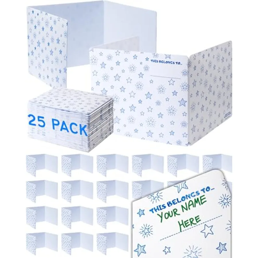 

25 папок для конфиденциальности для студентов, стираемые защитные экраны для студенческих парт, разделители для тестирования, доски для конфиденциальности в классах