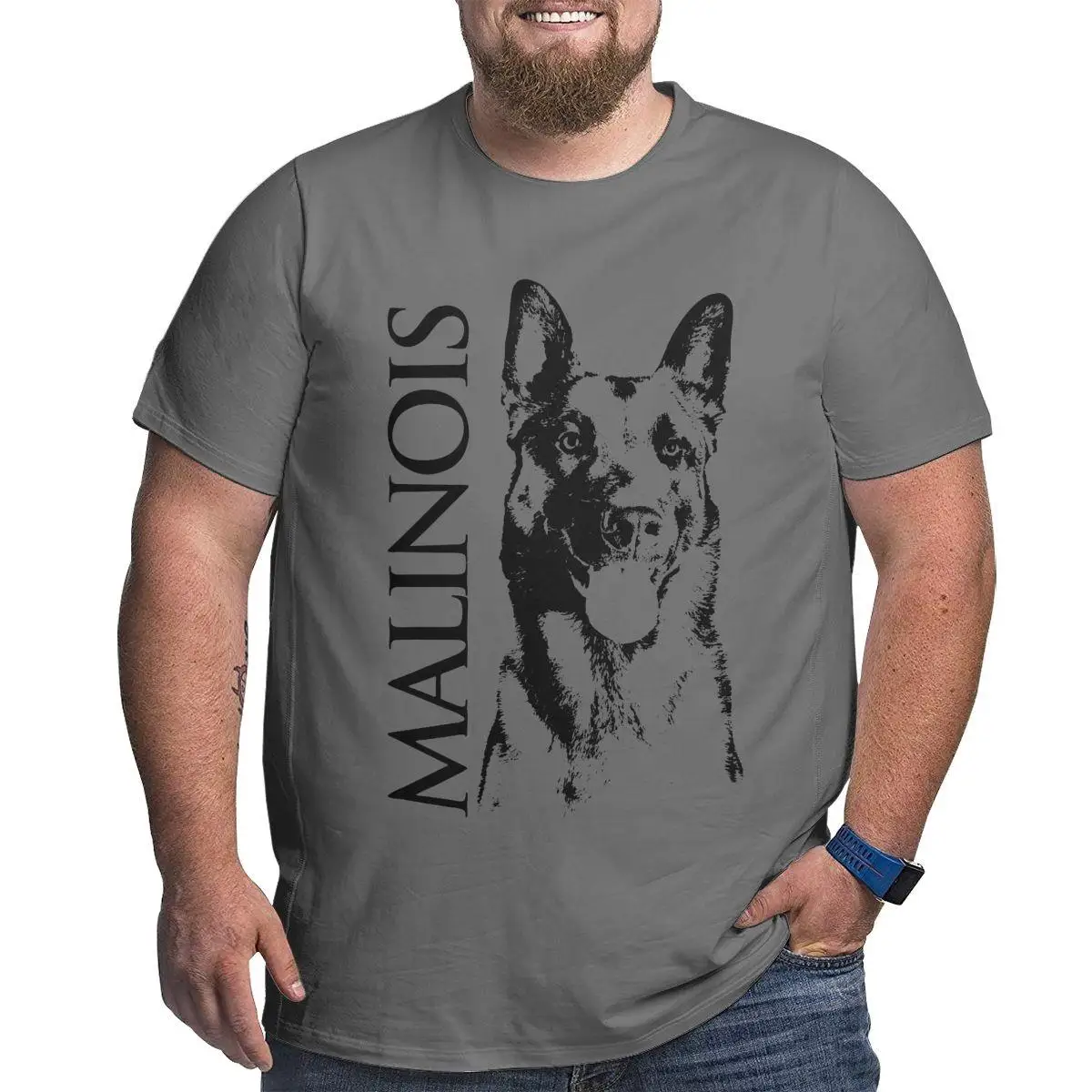 Awesome Malinois Dog Belgian Shepherd Mechelaar T-Shirt Men Cotton T Shirts Big Tall Tee Shirt Big Size 4XL 5XL 6XL Clothes