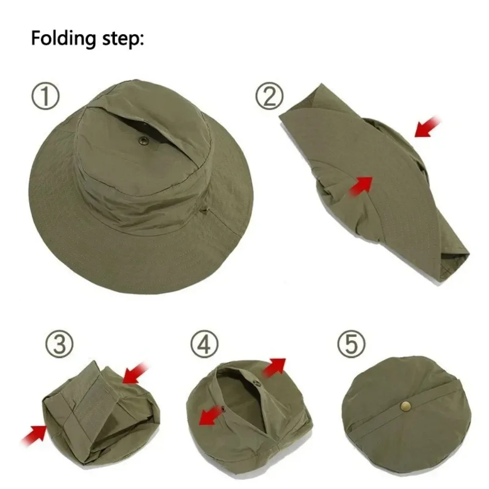 Chapéus de Pescador de Secagem Rápida para Mulheres e Homens, Proteção Solar Anti-UV, Chapéus Panamá Impermeáveis para Camping, Dobráveis, Chapéus de Sol Bob