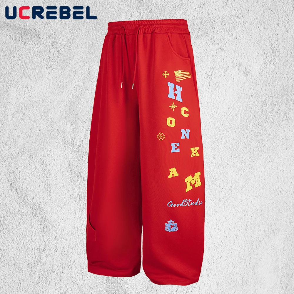 

Спортивные штаны с буквенным принтом, мужские осенние брюки с несколькими карманами в стиле хип-хоп, мешковатые прямые широкие брюки с эластичной резинкой на талии, мужские