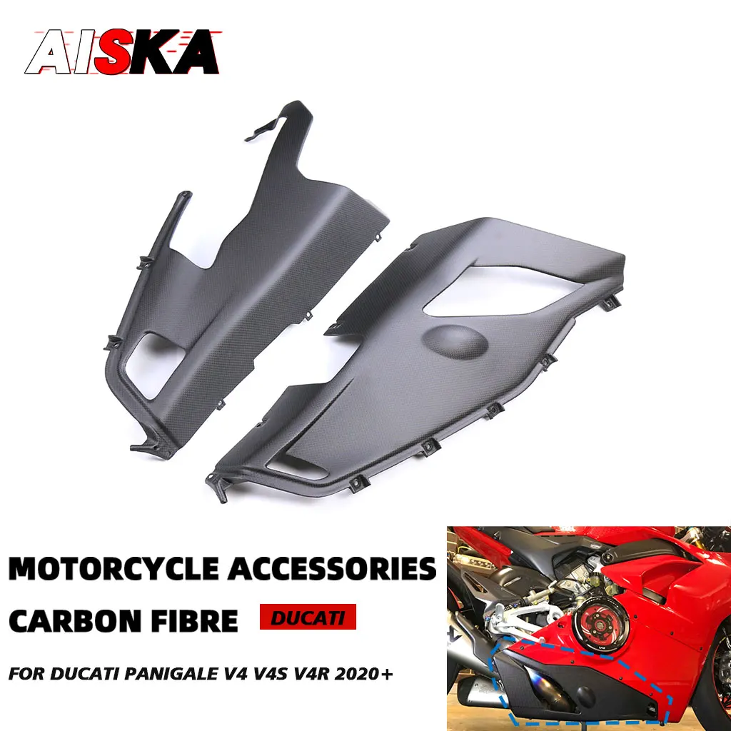 

100% Real Carbon Fiber Lower Side Belly Pan Panel Under Fairing Kits For Panigale V4 V4S V4R 2020 - 2024 Motorcycle Accessories