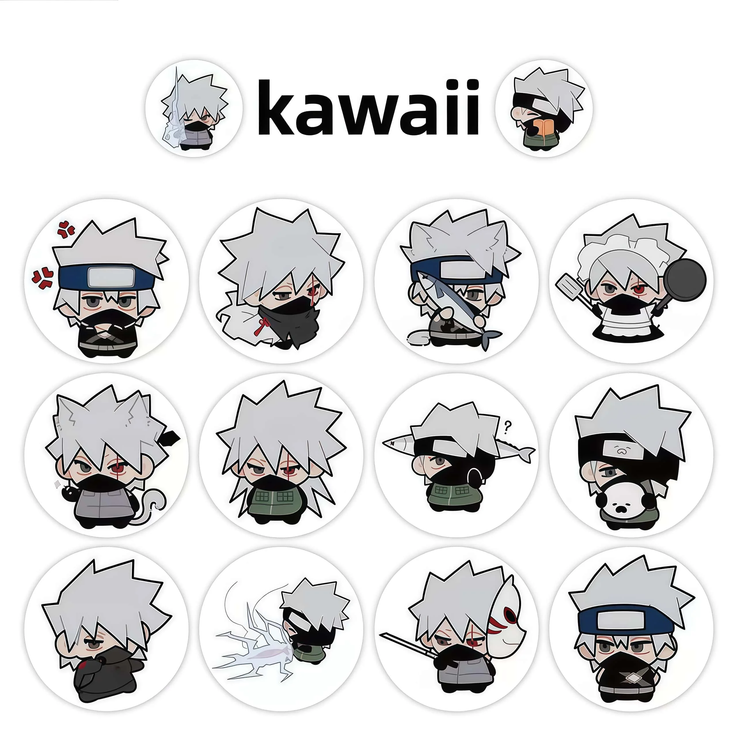 500Pcs Naruto Kakashi Hatake Chibi Sticker Roll, Cute Multi‑Pose Anime Character Decals for DIY, Journaling & Gift Decor