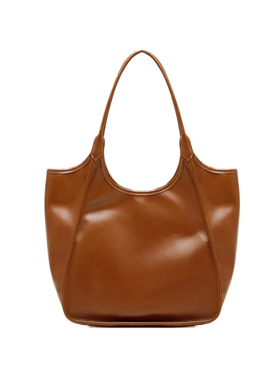 

Новая женская сумка на плечо из воловьей кожи с верхним слоем, кожаная сумка подмышками с высокой текстурой, большая вместительная дорожная сумка для покупок