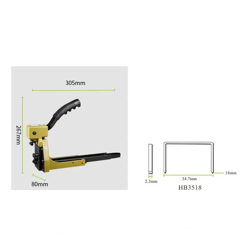 Ручной степлер для картонных коробок, гвоздезабиватель 1-3/8 дюйма, запечатыватель для скоб 16-18 мм, офисный инструмент, степлер для картонных коробок, гвоздезабивной станок