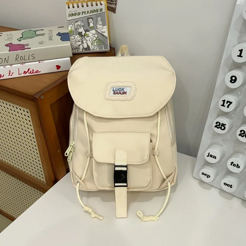 2025, einfarbig, Designer-Nylon-Schultasche, Luftpolstergurt, weicher Griff, für den Schulanfang, vielseitiger Freizeitrucksack