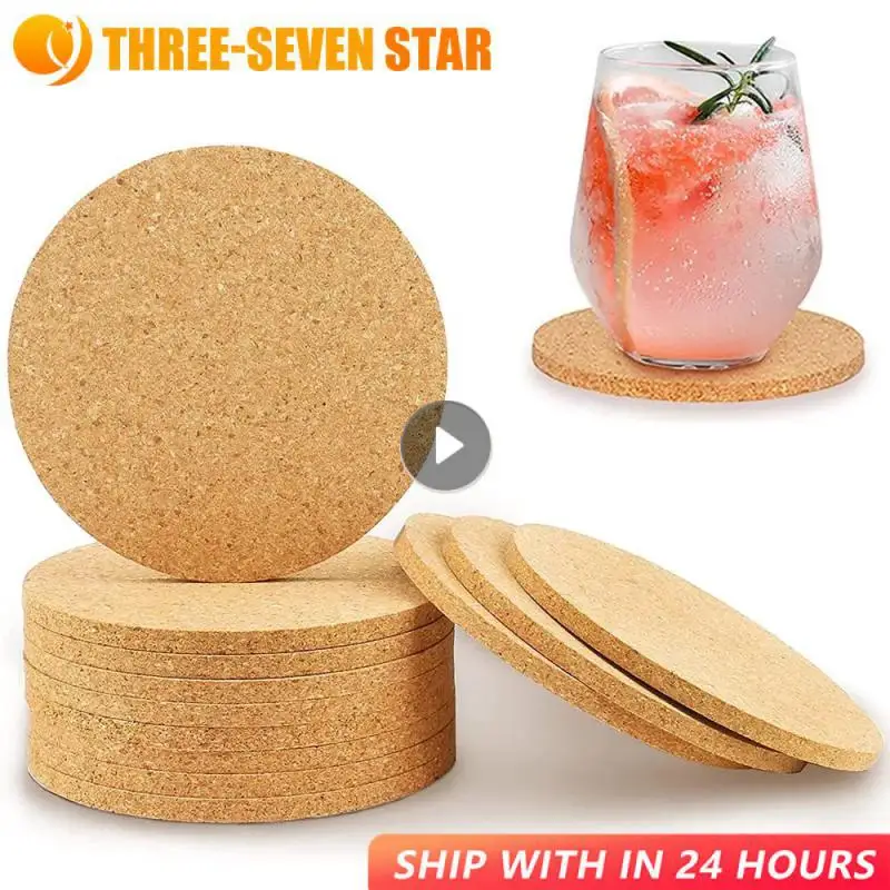 Cork Coaster 1/5/10 PCS Cup Coasters Tea Coffee Mug Drinks Holder For Kitchen Natural Wooden Mat Tableware Round Drink Coaster