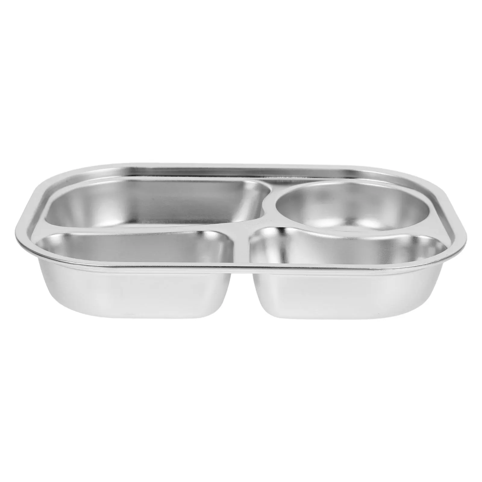 

Stainless Steel Dinner Plates Portion Control Large Oval Divided Tray Easy Clean Lightweight Portable Food Serving Kitchen Use