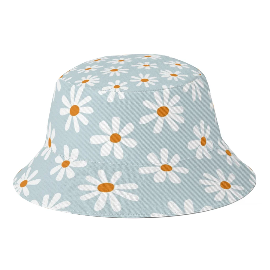 

Blue Daisy Fisherman Hats Men Women Foldable Flower Floral Autumn Bucket Hat Seaside Bob Femme Gorro Sunscreen