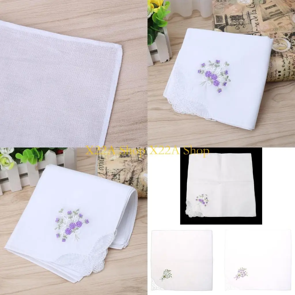 

Уникальные 6 штук Vintage Cotton Ladies Вышитые кружевные платки женщины цветочные хэкки