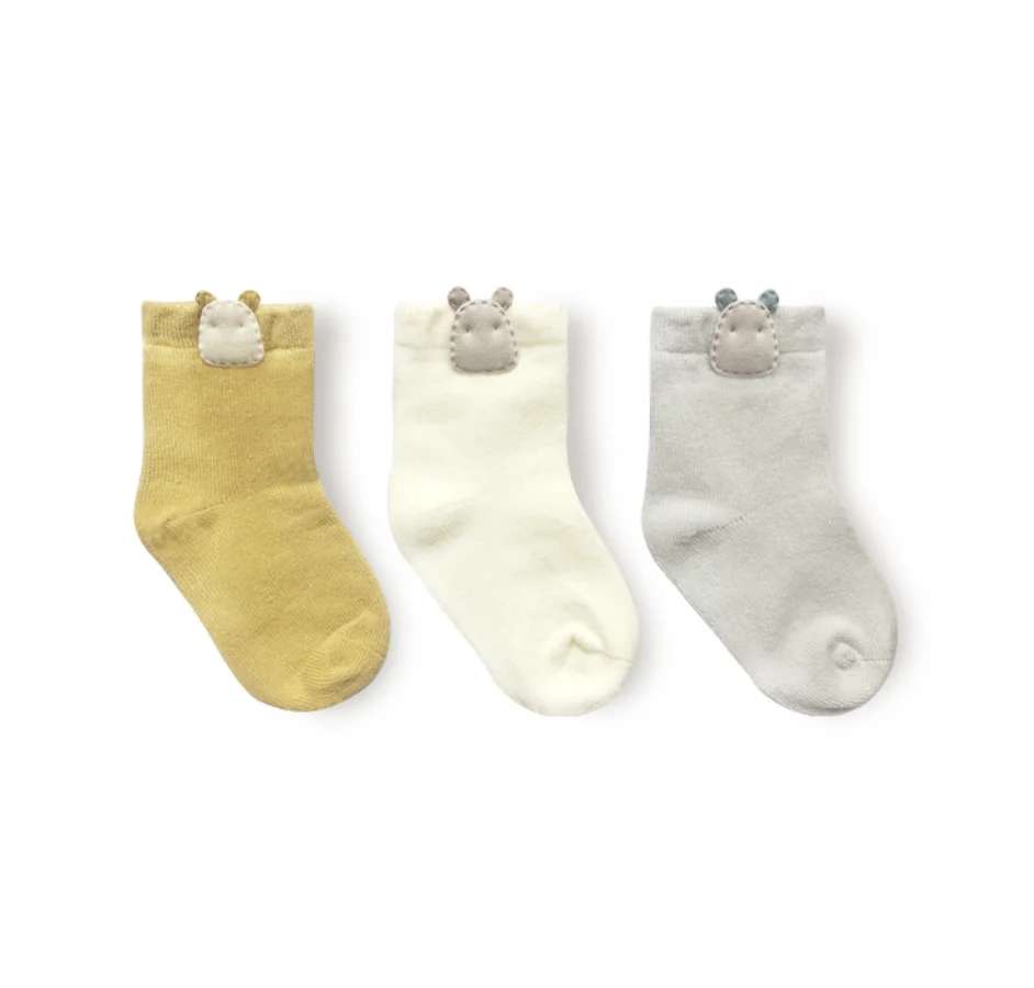 Chaussettes mignonnes en coton pour bébé garçon et fille, lot de 3 paires, automne