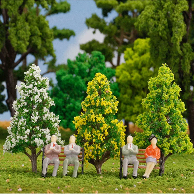 5pcs 10cm mini tree Poplar model Scene garden sand table tree Model color simulation landscape 10cm mini tree