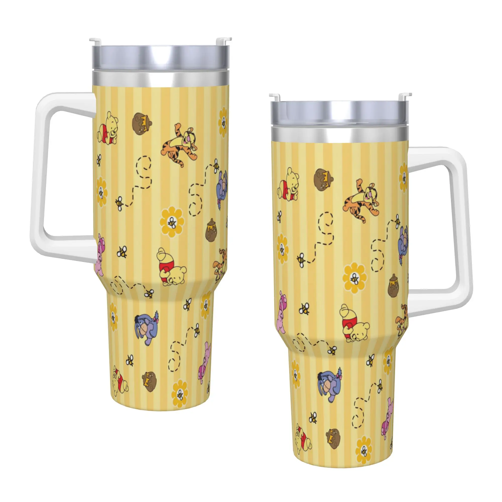 Stainless Steel Tumbler Winnie Pooh Cute Thermal Mug  Insulated Cold Drink Car Mugs Travel Graphic Water Bottle