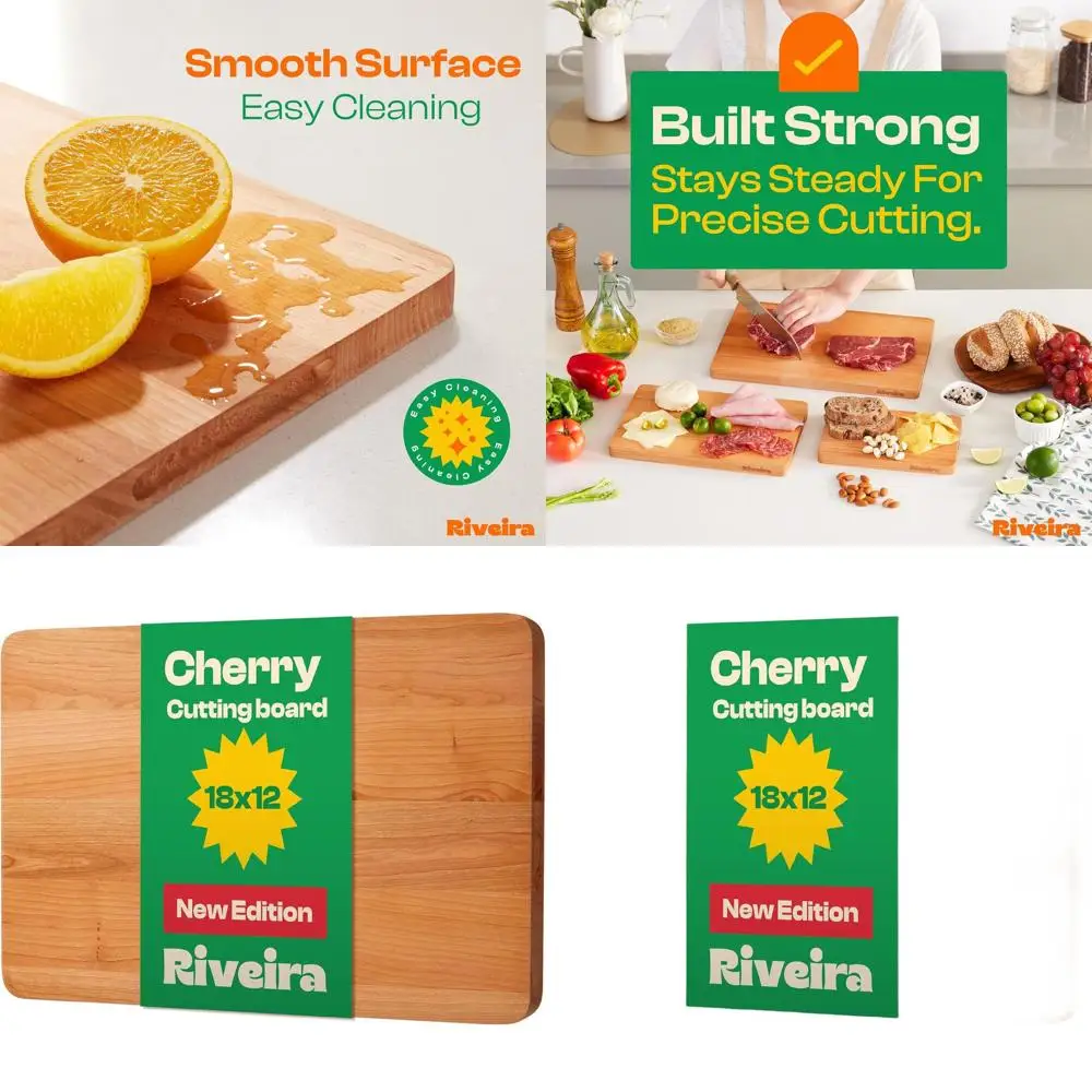 

Elegant 18x12 Black Cherry Wood Cutting Board with Juice Groove - Decorative Kitchen Chopping Surface