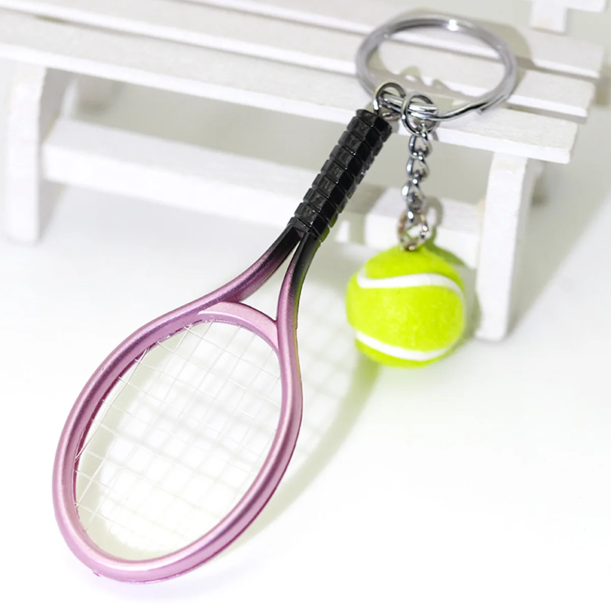 Miniature Realistic Tennis Racket Keychain - Ideal Car Keyring Hanger & Sports Fan Souvenir