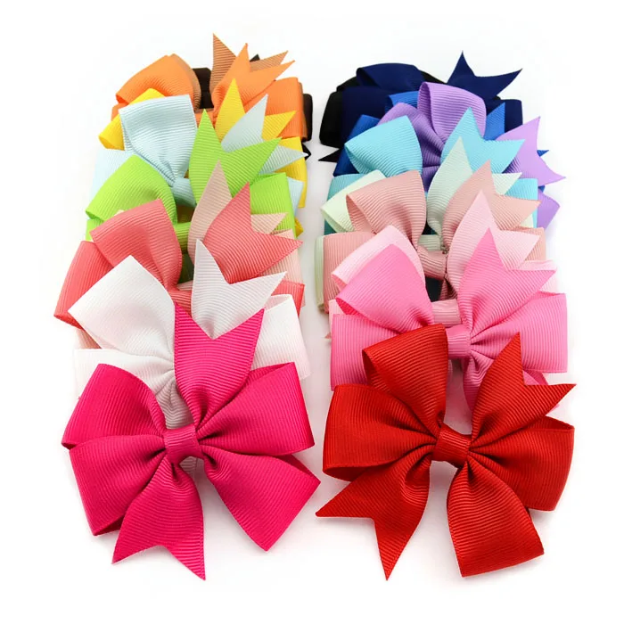 10Pcs Candy Colors Solid Grosgrain Ribbon Hairpin Girl\'s Hair Bows Boutique HairClip Headware Kids Hair Accessories