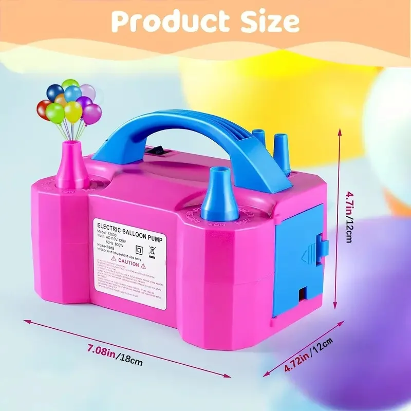 Portable Electric Balloon Pump 600W Balloon Inflator With double hole automatic inflation machine Perfect For Party Decoration