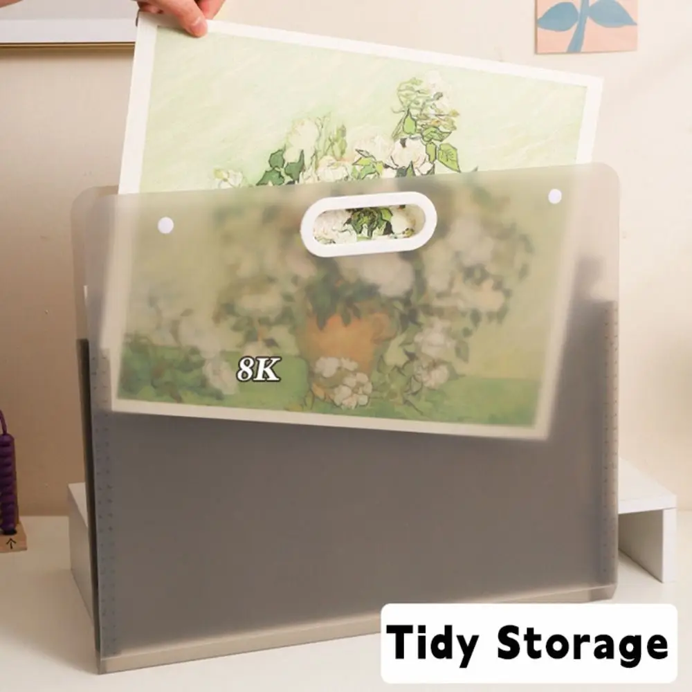 Simple A2/A3/A4 File Folder Portable Waterproof Picture Album 4K/8K/16K Four Layers Painting Paper Storage Bag School Office