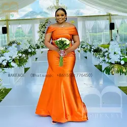 Orange Bridesmaid Dress Off the Shoulder Wedding Ceremony Dresses 2024 Wedding Party Dress Mermaid Elegant Gowns Customized