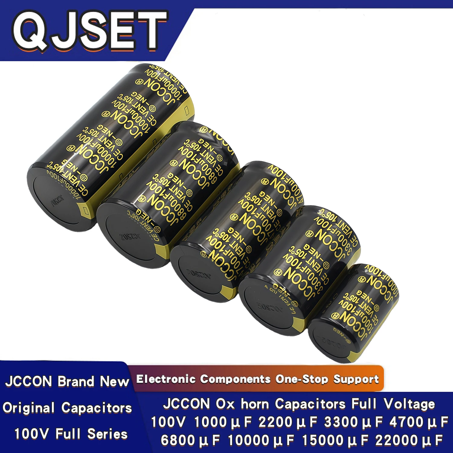 1pcs 100v 10000uf 15000uf 22000uf 6800 2200uf 3300uf 1000uf 4700uf Audio Amplifier Power Supply Inverter Ox Horn Capacitor JCCON