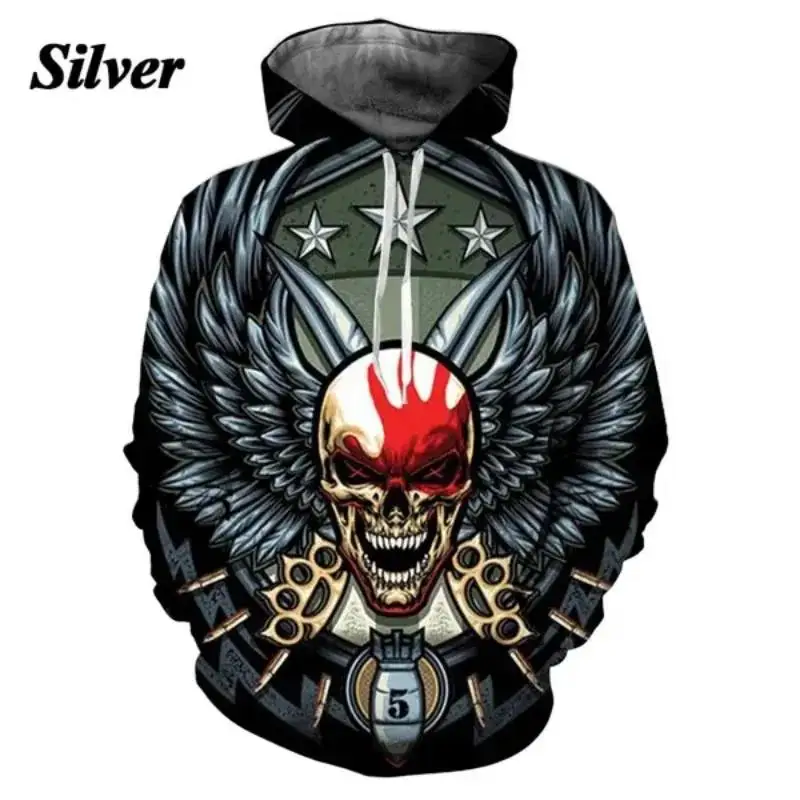 2026 الرجال والنساء خمسة أصابع الموت لكمة هوديس ثلاثية الأبعاد الطباعة عادية الخريف الشتاء بلوزات الهيب هوب روك هوديي