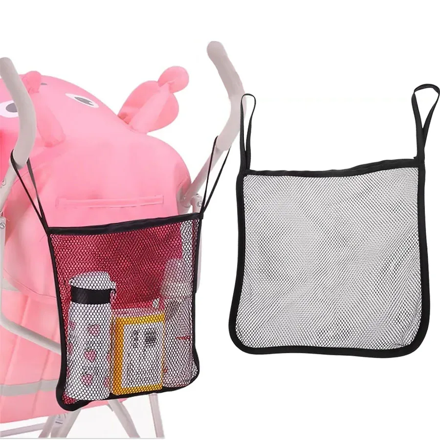 Baby Stroller Mesh Bag Portable Black Transparent Mesh Bag Snack Storage Bag Stroller Hanging Bag Bottle Storage