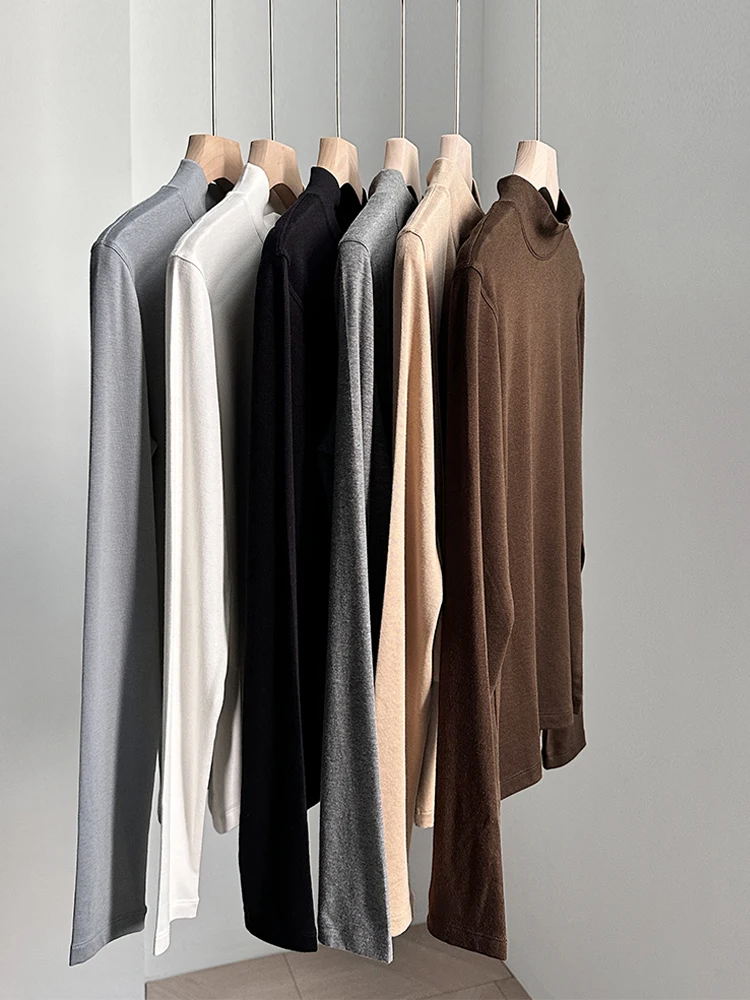 

Ele Pearl Camere Long Sve Base irt Женский мягкий удобный трикотажный топ с высоким воротником для поездок на работу Sle Color