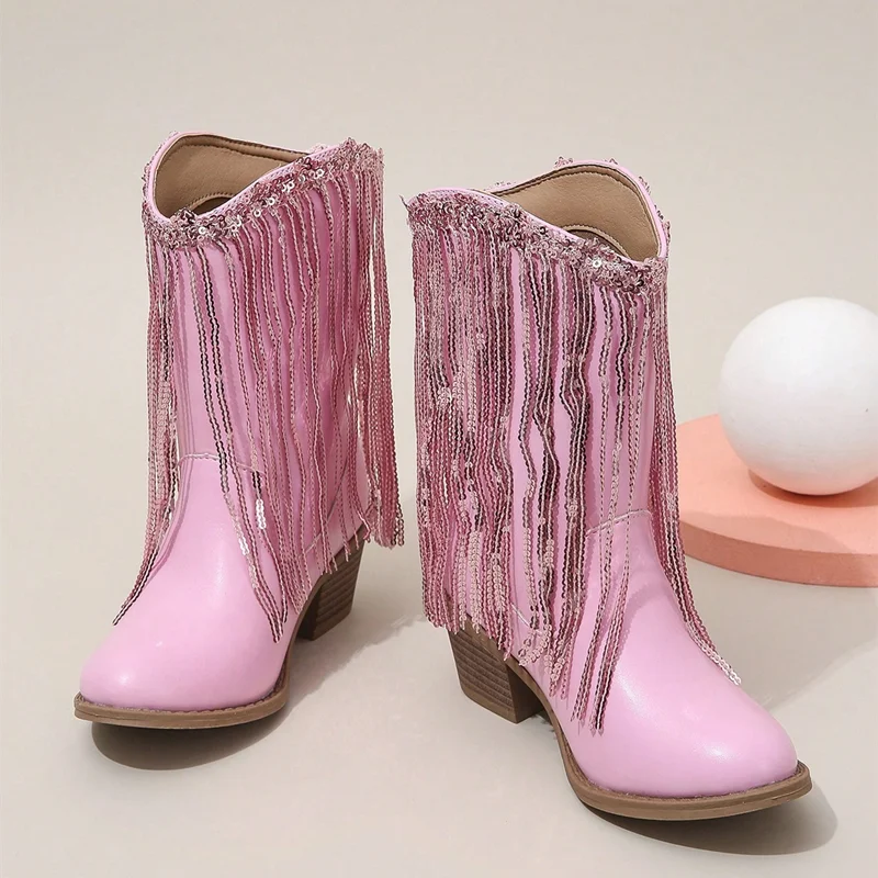 Bottes de Défilé à Glands pour Fille, Style Européen et Américain, Chic, Douce, Princesse, pour Enfant, Livraison Directe, Nouveau, 2024