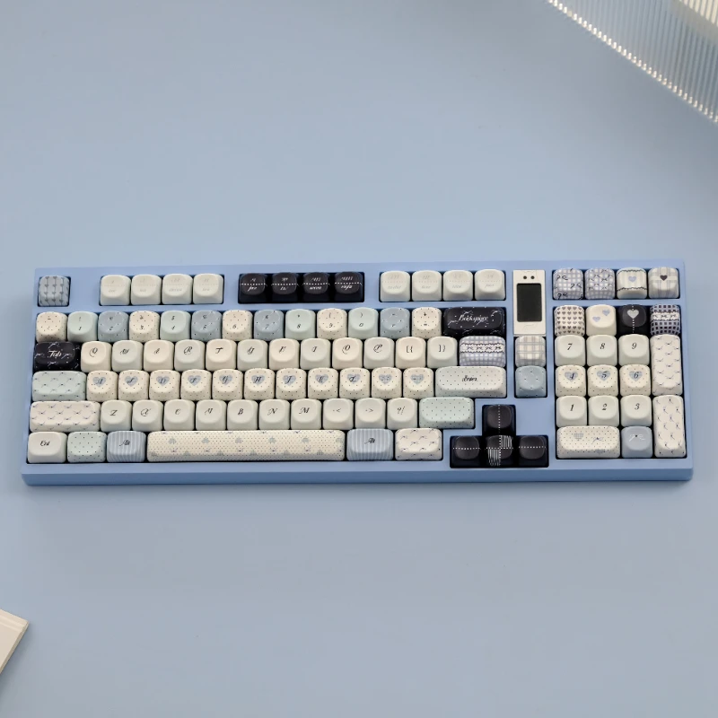 126 Keys Polka Dots Keycaps PBT Keycap MOA/XOA Profile Dye Sublimation Round Cute KeycapsFor MX Mechanical Keyboard 6.25U 7U