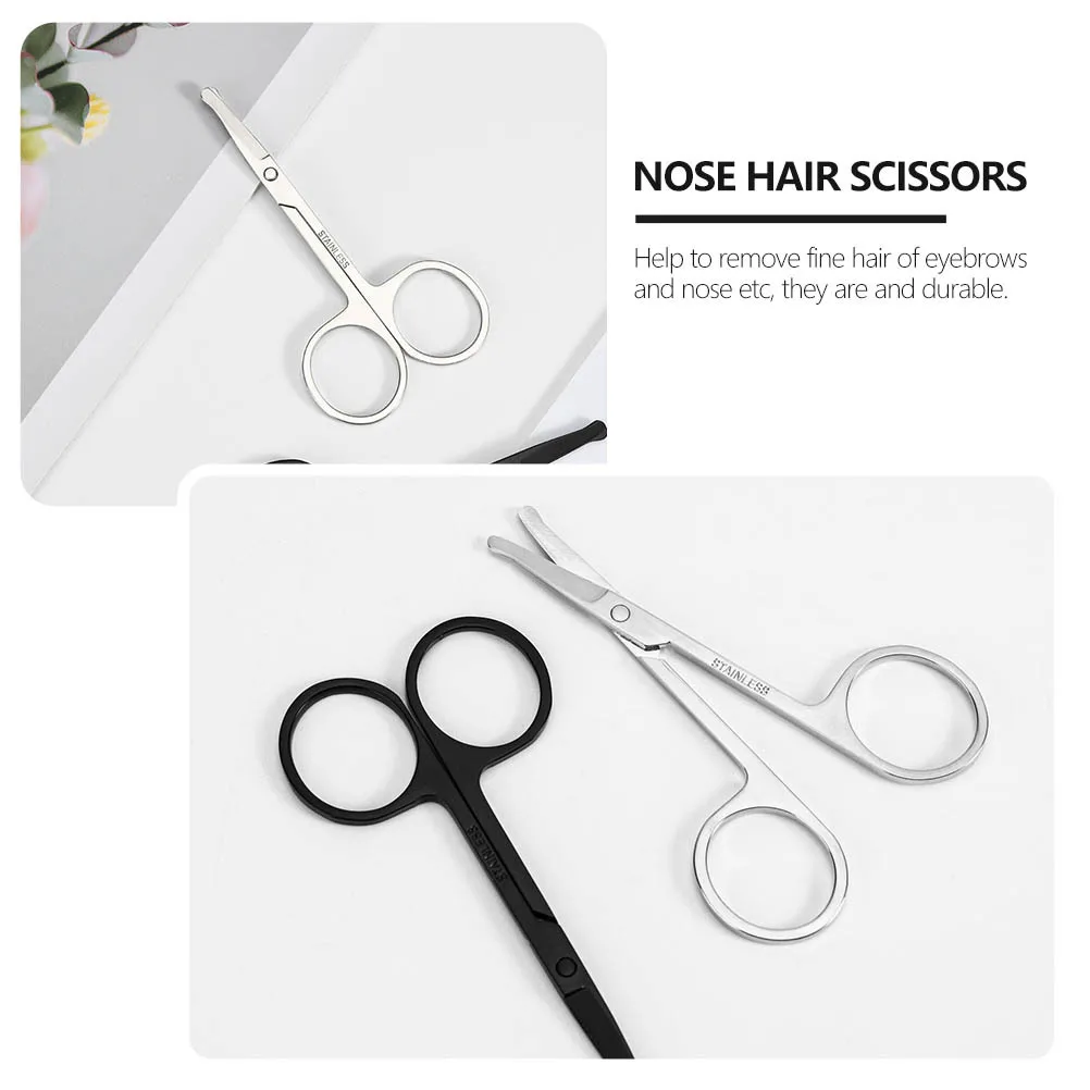 

4Pcs Nose Hair Scissors Eyebrow Mustache Trimmer Grooming Tool Set Compact Stainless Steel Facial Hair Beauty Salon