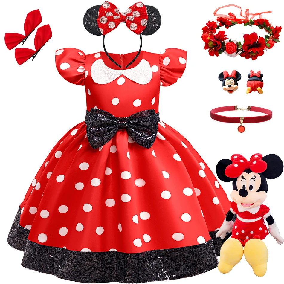 Baby Girl Mickey Dress Up Dresses Child Girl Halloween Mickey Mouse Cosplay Costume Sequin Dot Princess Birthday Party Outfits