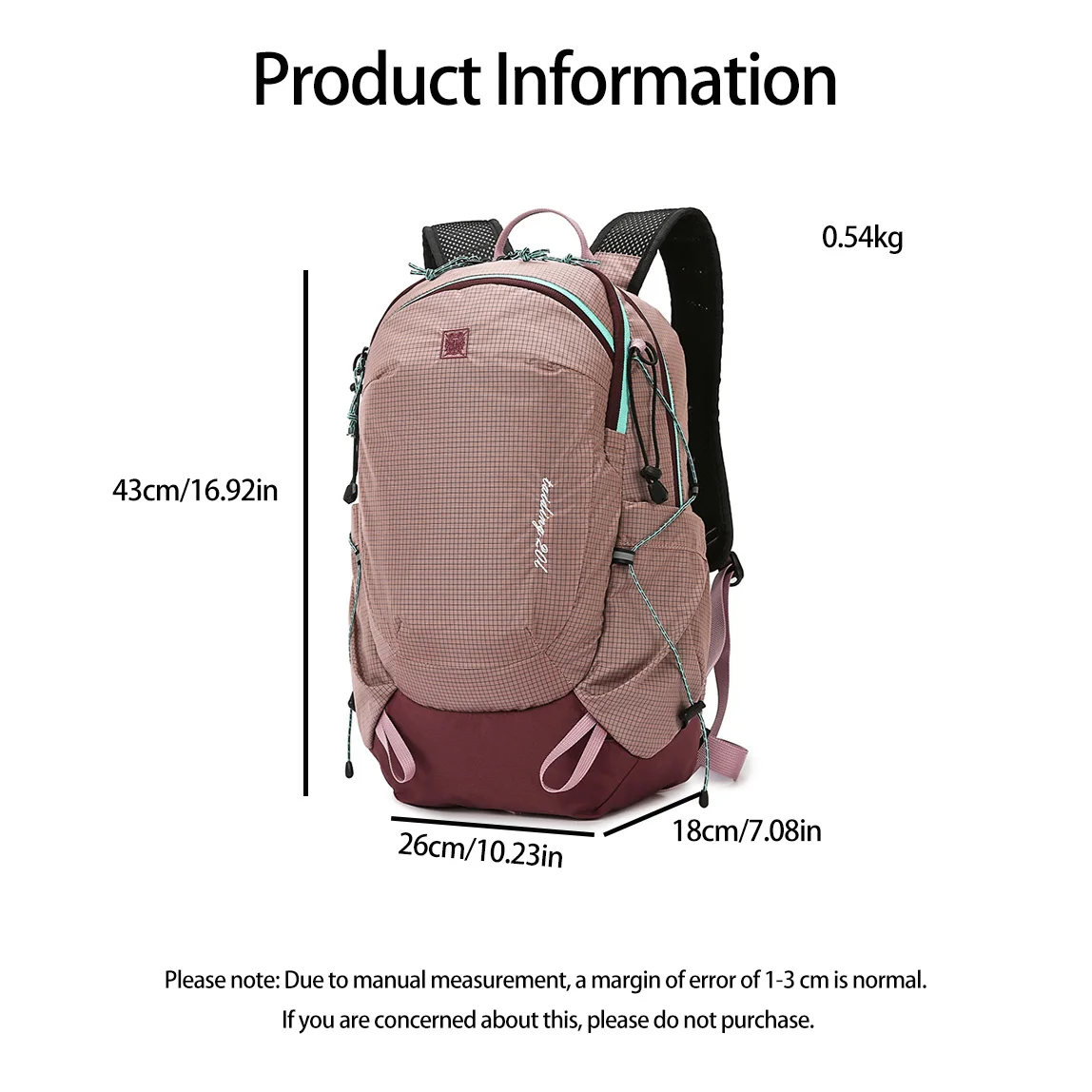 خفيفة الوزن نايلون عالية السعة المشي لمسافات طويلة في الهواء الطلق على ظهره للجنسين دائم 20L محايد حقيبة السفر متعددة الأغراض حقيبة ظهر عادية #2
