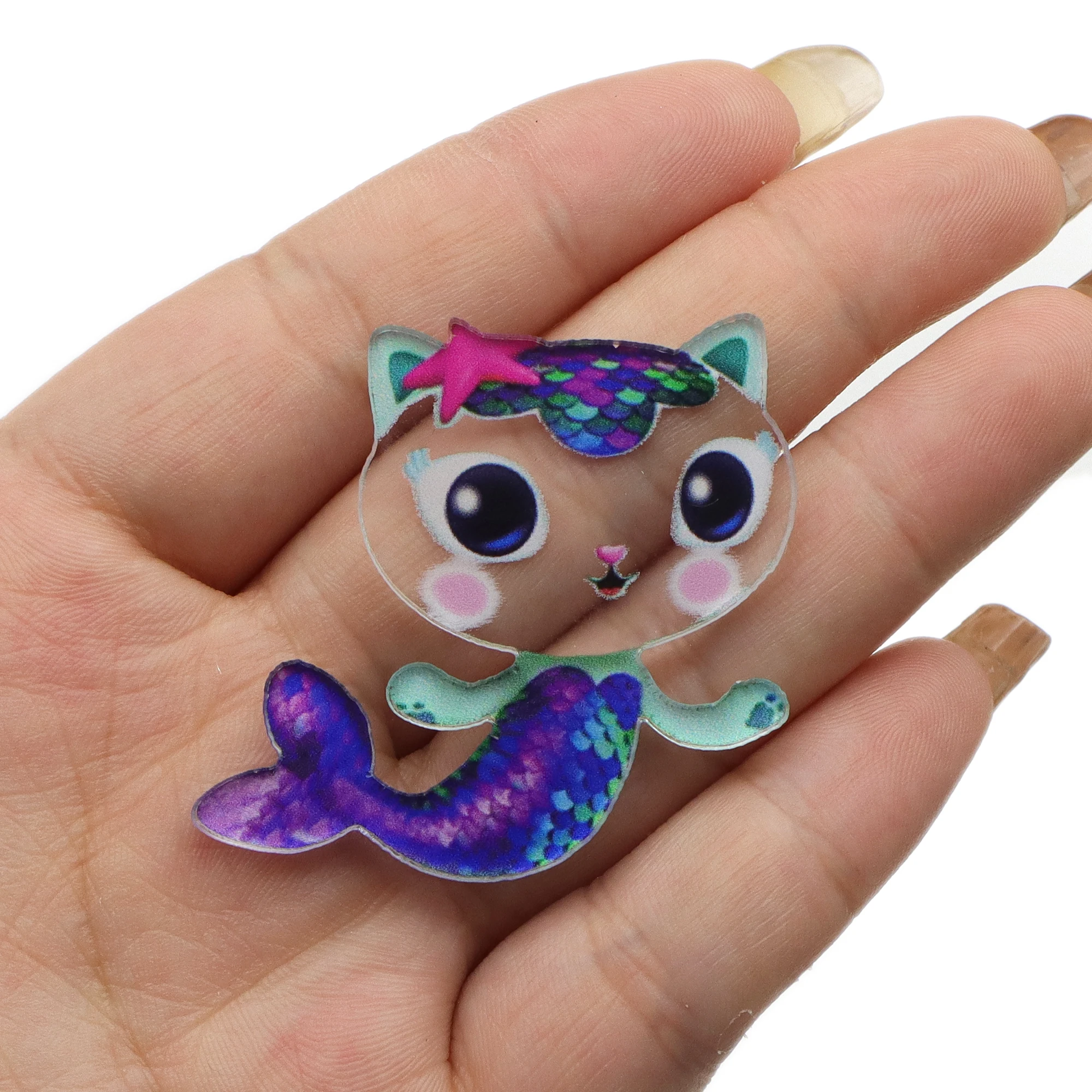 5pcs Transparent Fish Horse Smile Planar Resin Flatback Resin for Crafts Jewelry Making Birthday Girl DIY Accessorie Headwear